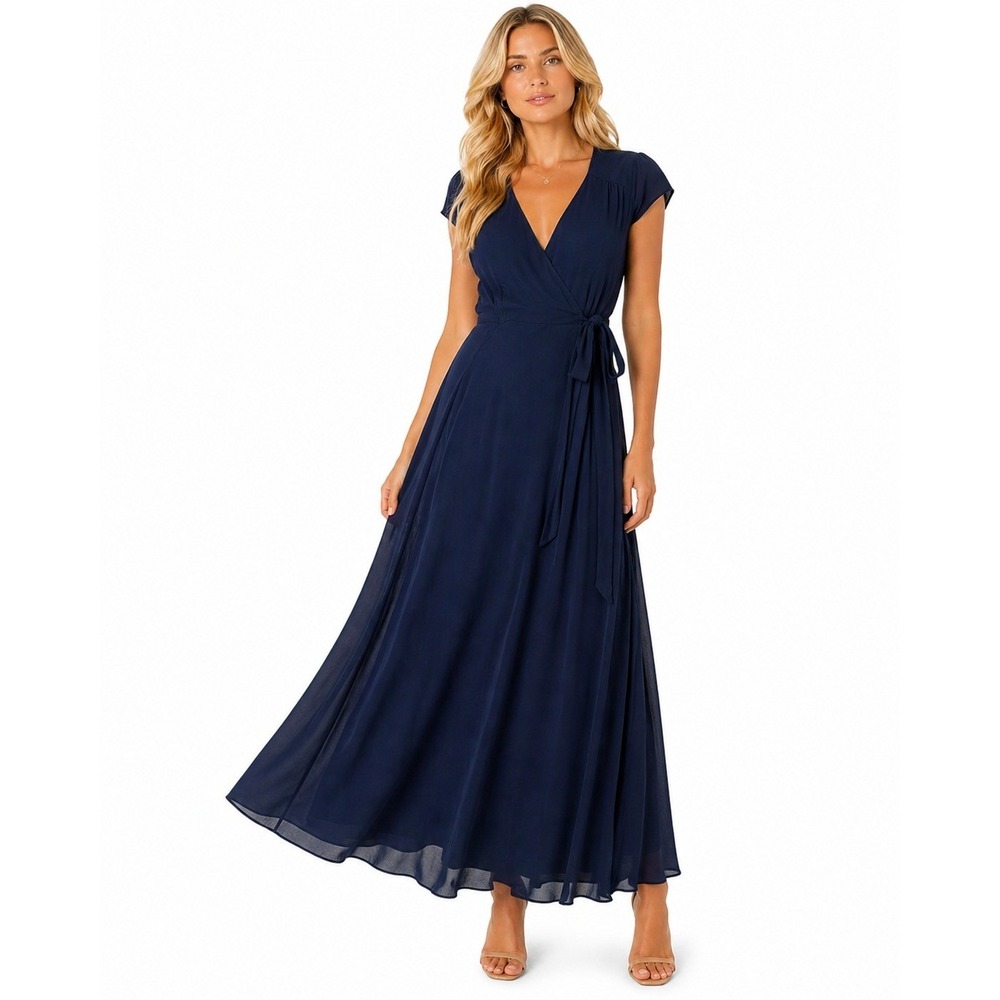 Reformation Navy Wrap Maxi Dress